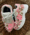 Pink Floral Theme Sneakers with Shell and Pearl Detailing