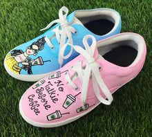 Funky N Trendy hand painted water resistant No Talkie Before Coffee theme casual shoes