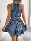 Leopard Print Dress , Casual Leopard Print Ruffled Swing Dress Summer Fashion Beach Dresses Women