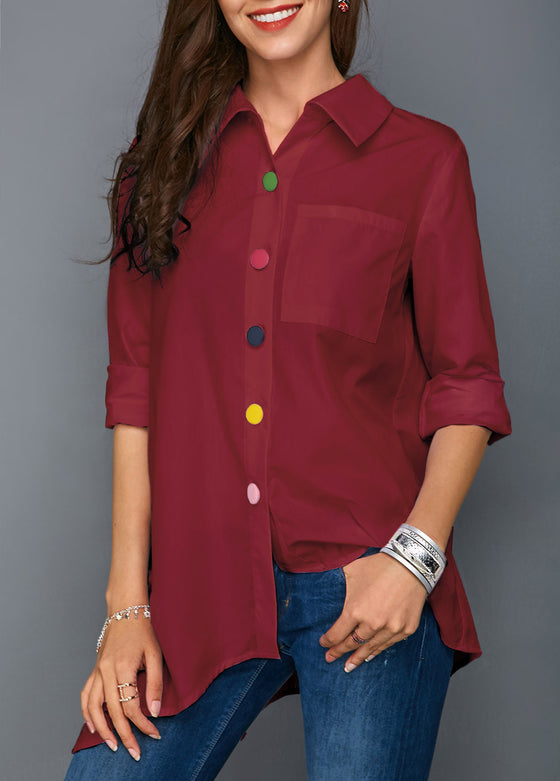 Women's shirt  colorful button simple tops