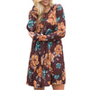 Women Floral Dress, Elegant Floral Dresses for Women A-line Long Sleeve High Waist O-neck