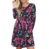 Women Floral Dress, Elegant Floral Dresses for Women A-line Long Sleeve High Waist O-neck