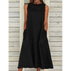 Round Neck Sleeveless Double Pocket Dress