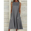 Round Neck Sleeveless Double Pocket Dress