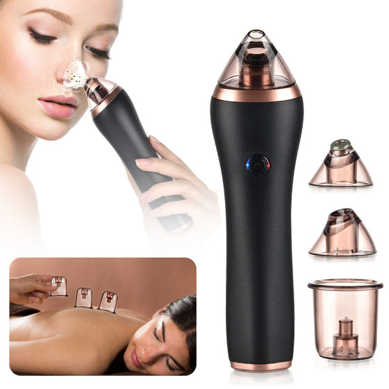 Facial Suction Machine, 4 in 1 Body Guasha Cupping Blackhead Remover Machine Facial Pore Deep Cleansing Beauty Skin Care