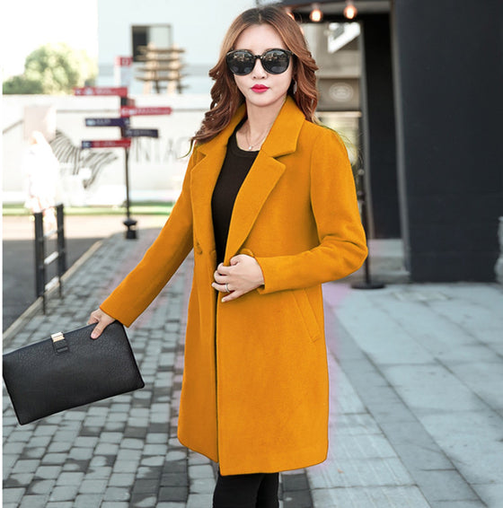 Women's Mid-length Suit Woolen Coat