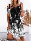 Floral Printed V-neck Short Sleeve Dress Women