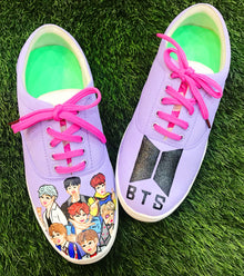  Funky N Trendy hand painted water resistant BTS theme PURPLE casual shoes
