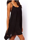 European and American sexy back fine sling, metal buckle cross hollow sleeveless solid Chiffon Dress