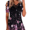 Floral Printed V-neck Short Sleeve Dress Women