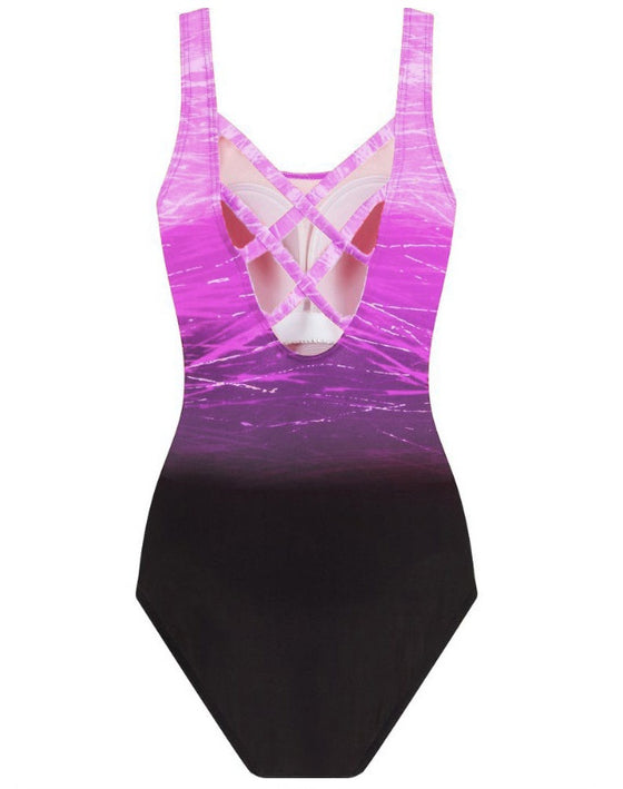 Gradient one-piece swimsuit women's solid color