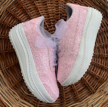  Pink Glitter Heeled Sneakers with Pearl Detailing 3