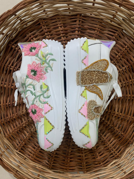 Tea Theme and Floral Theme Bridal Sneakers