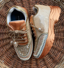  Rhinestone/Pearl in Copper Shade Hand Work Sneakers