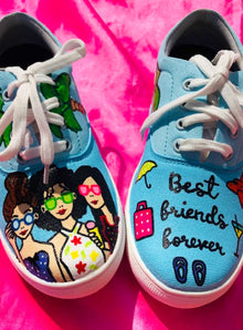  Funky N Trendy hand painted water resistant BFF theme blue casual shoes