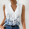 Womens V-neck Sleeveless Tops, Casual Printed Tops Summer V-neck Sleeveless T-shirt Womens Clothing