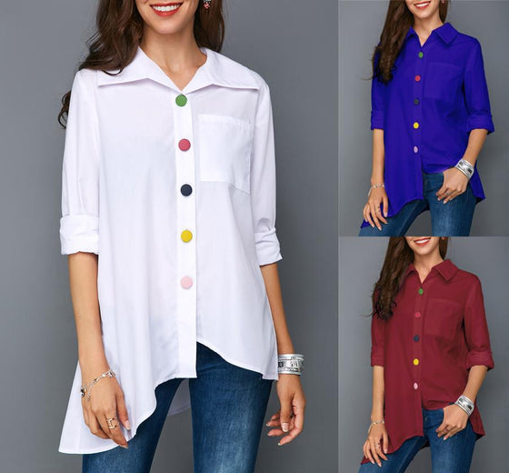 Women's shirt  colorful button simple tops