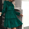 Green Velvet Midi Dress, Dark Green Velvet Midi Skirt Ruffled Smocking Women's Skirt