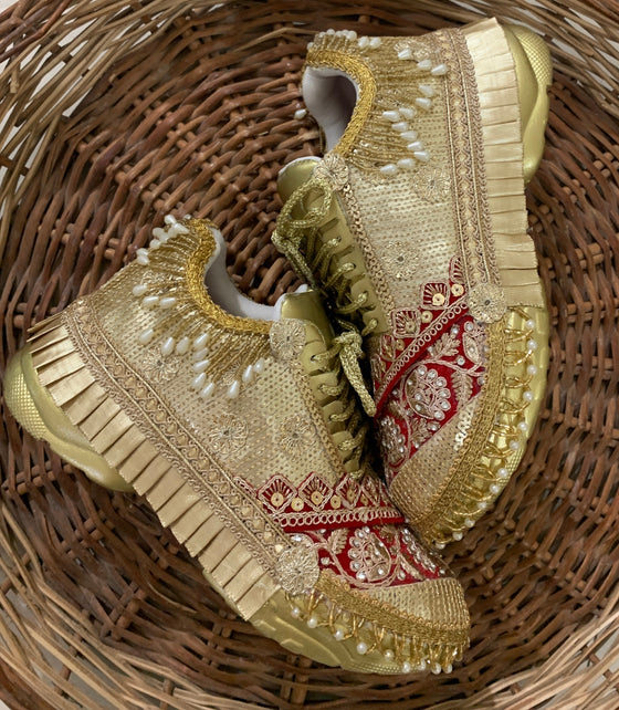 Red and Gold Bridal Sneakers