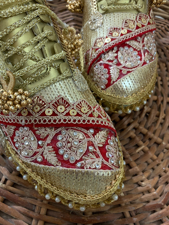Red and Gold Bridal Sneakers