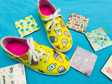  Funky N Trendy hand painted water resistant Ice cream theme yellow shoes