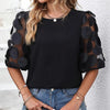 Round Neck Hollow-out Short-sleeved Shirt Casual Top