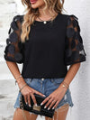 Round Neck Hollow-out Short-sleeved Shirt Casual Top