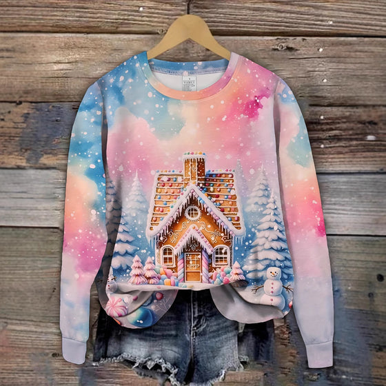 Christmas Christmas Building Snowman Snowflake Graphic Sweater