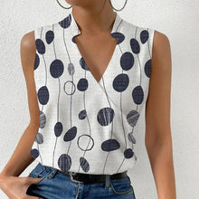  Womens V-neck Sleeveless Tops, Casual Printed Tops Summer V-neck Sleeveless T-shirt Womens Clothing
